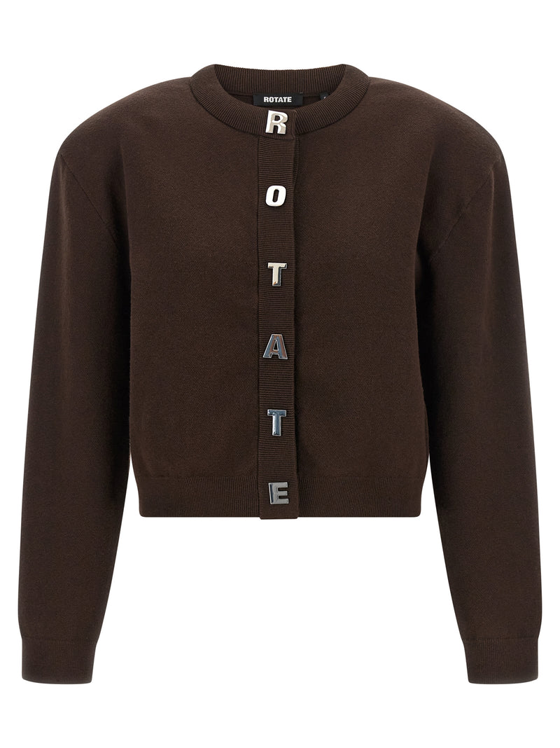 ROTATE BIRGER CHRISTENSEN Brown Organic Cotton Cardigan