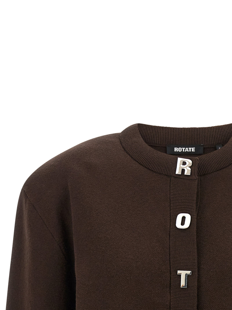 ROTATE BIRGER CHRISTENSEN Brown Organic Cotton Cardigan