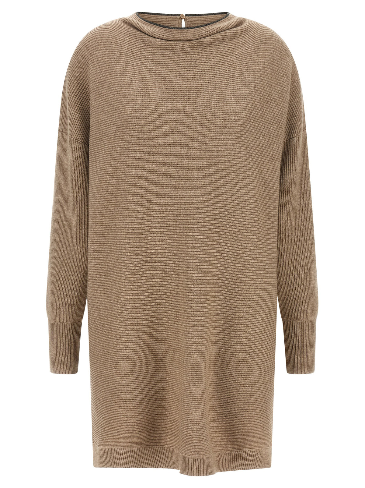 Brunello Cucinelli Robe courte beige en laine vierge