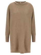 Brunello Cucinelli Robe courte beige en laine vierge
