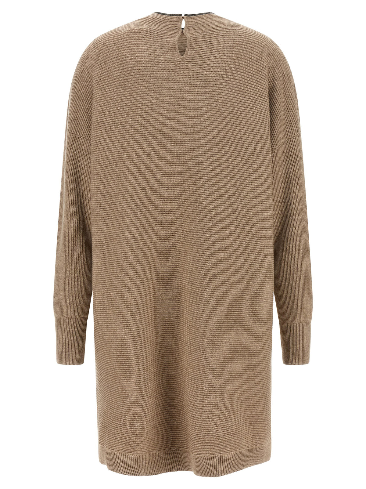 Brunello Cucinelli Robe courte beige en laine vierge