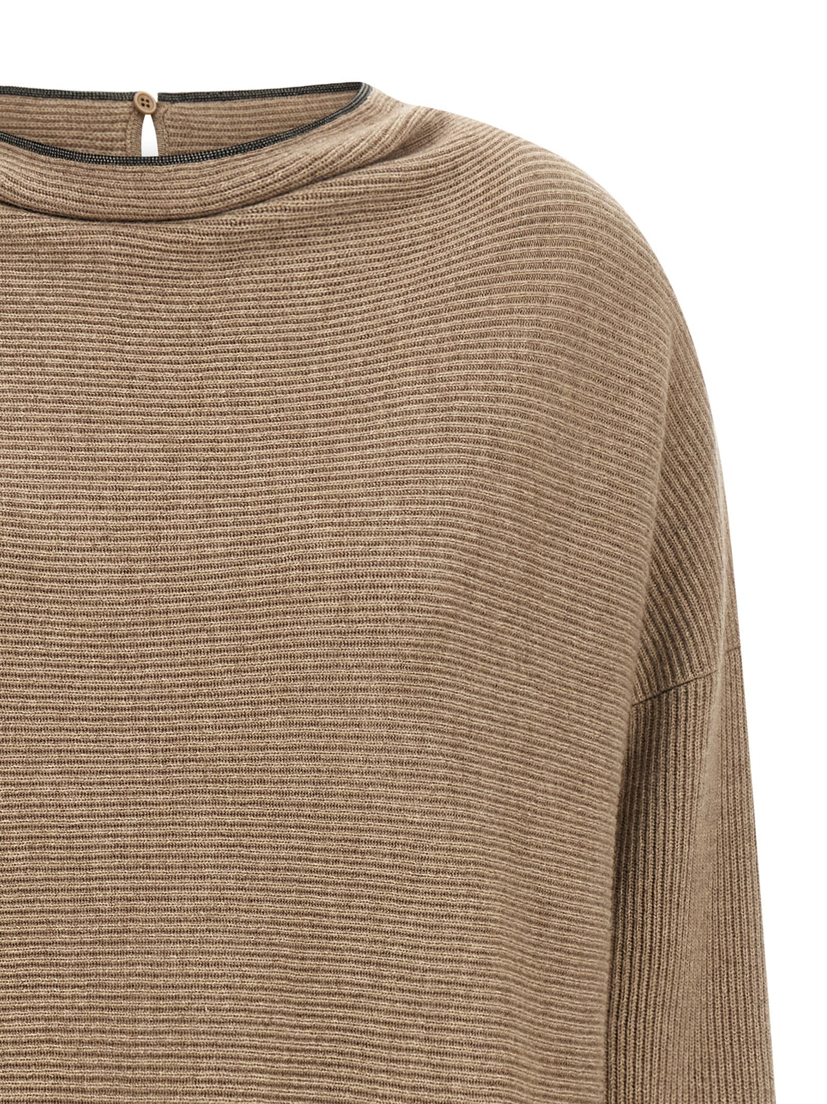 Brunello Cucinelli Robe courte beige en laine vierge