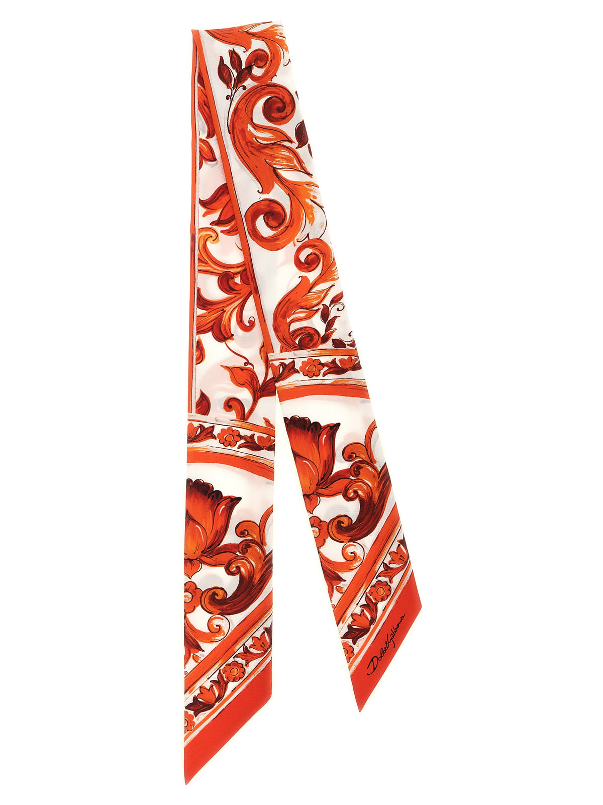 Dolce & Gabbana Orange Silk Foulard - Maiolica Print