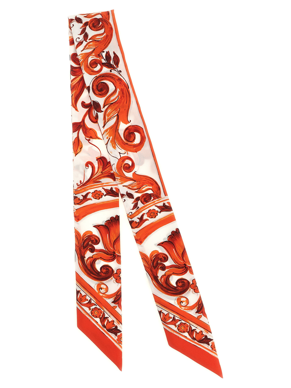 Dolce & Gabbana Orange Silk Foulard - Maiolica Print