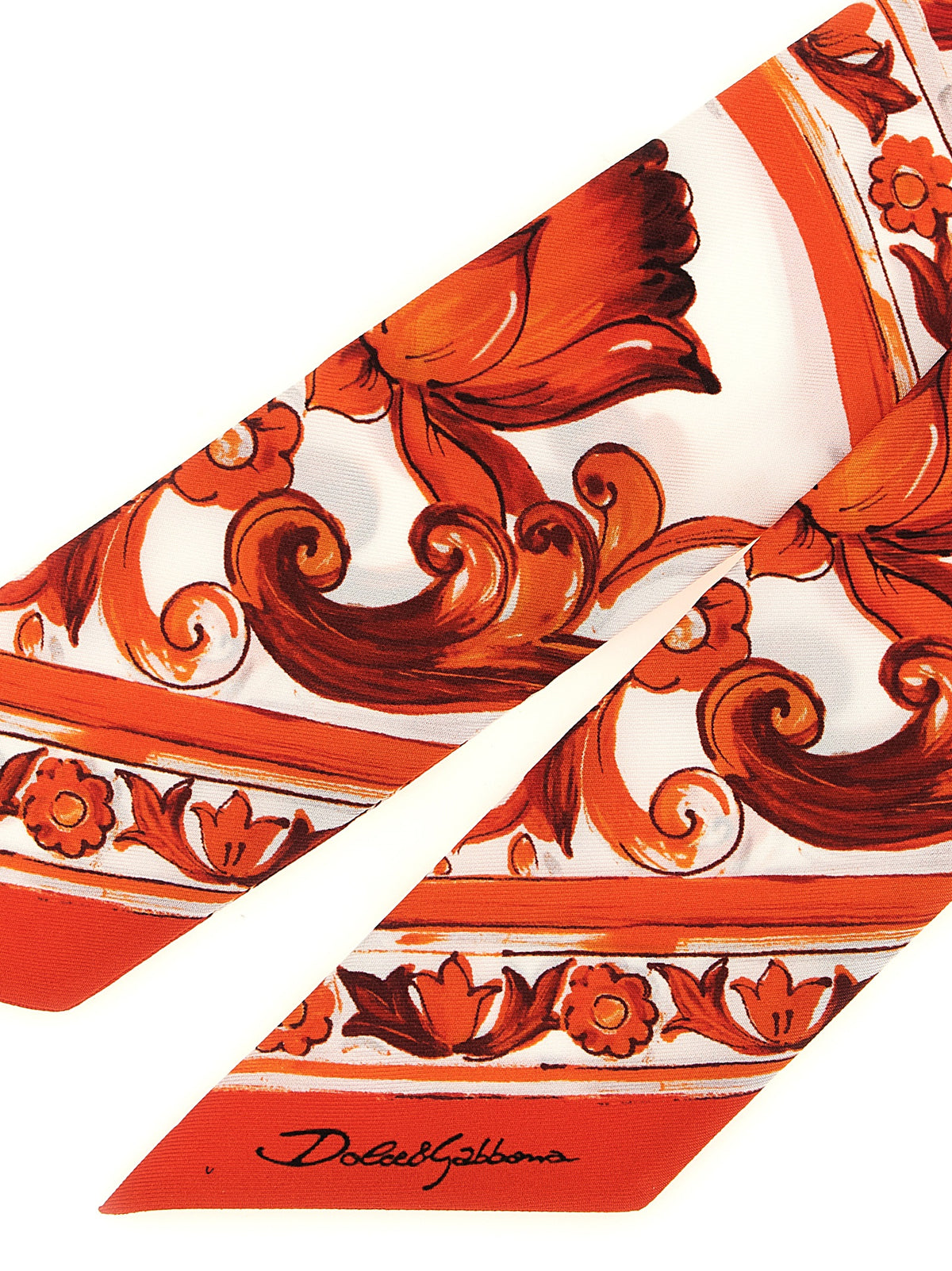 Dolce & Gabbana Orange Silk Foulard - Maiolica Print