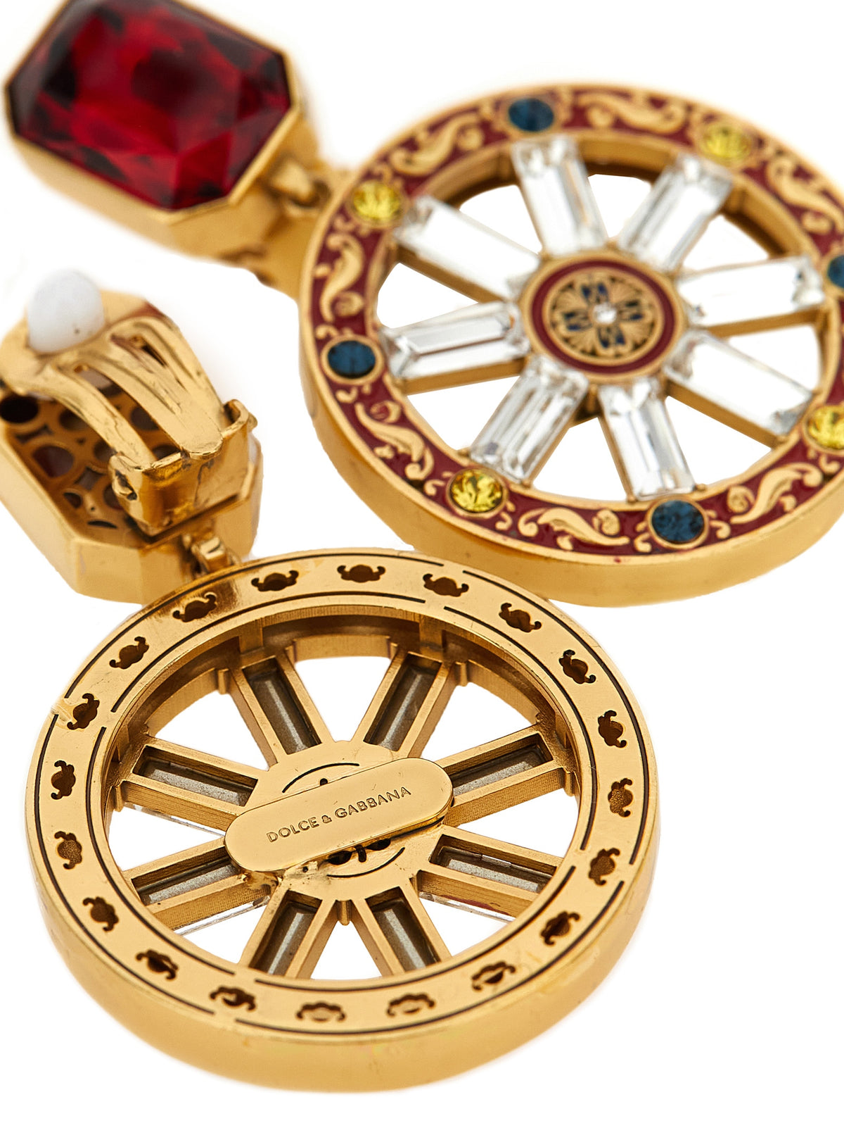 Dolce & Gabbana Multicolor Brass Earrings with Crystals