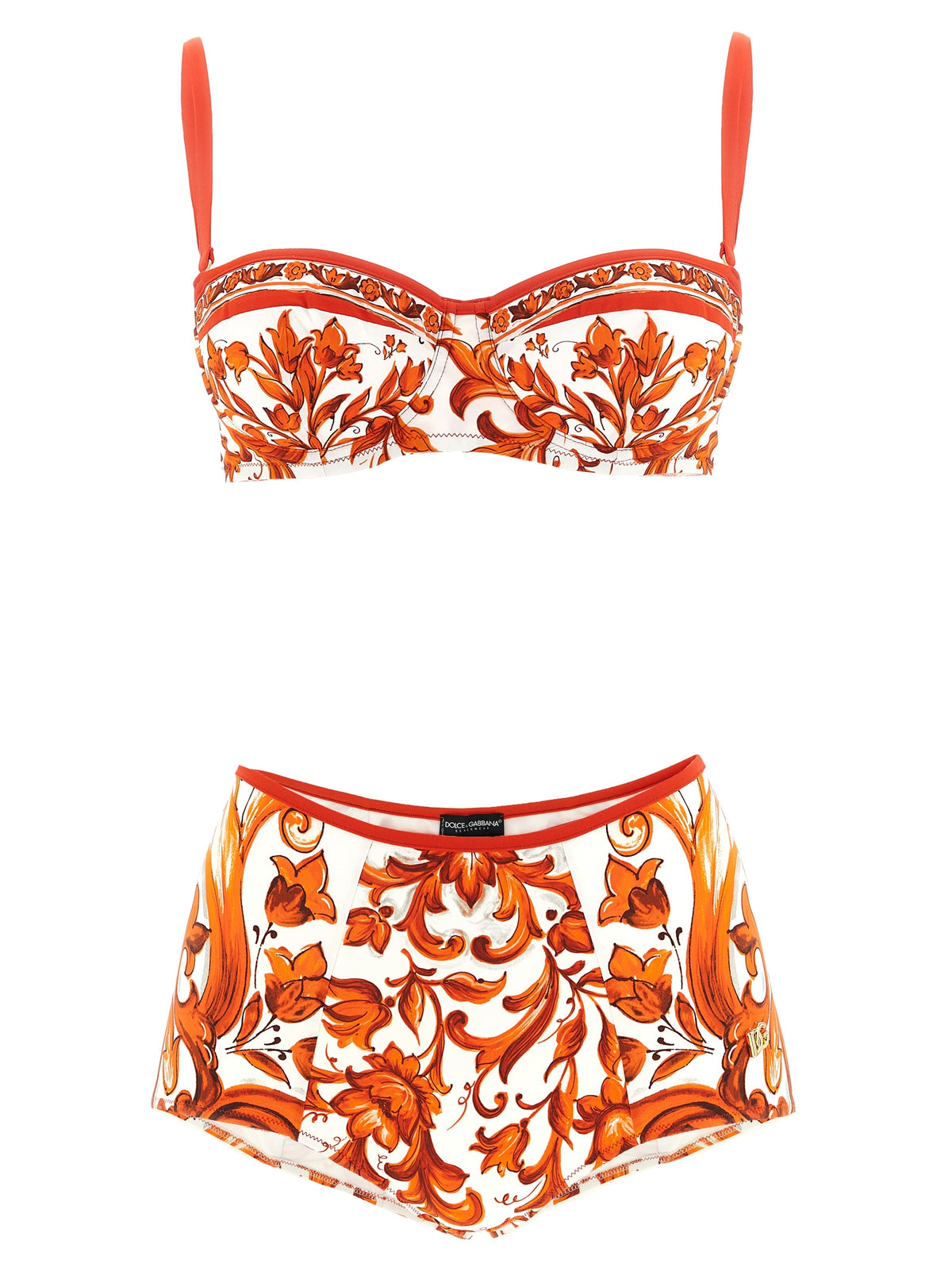 Dolce & Gabbana Maiolica Print Orange Bikini