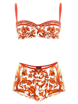 Dolce & Gabbana Maiolica Print Orange Bikini
