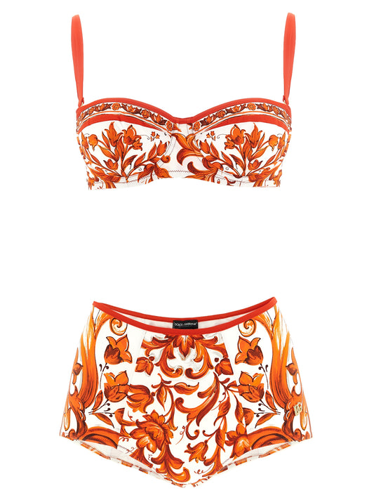 Dolce & Gabbana Maiolica Print Orange Bikini