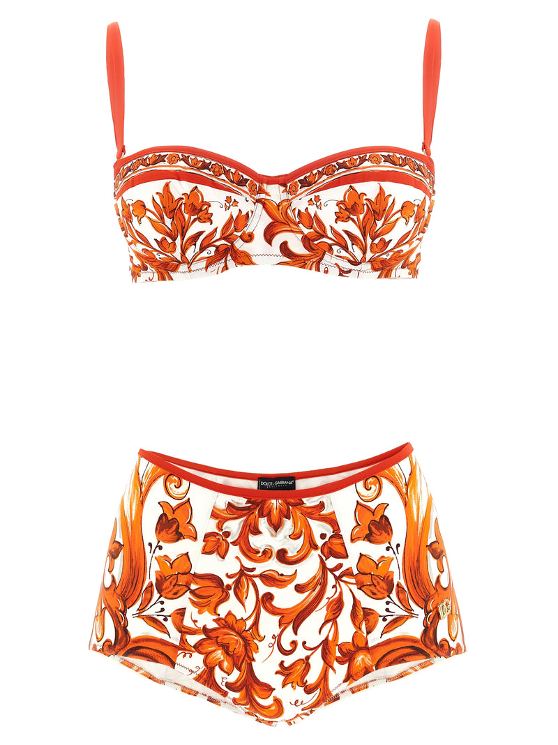 Dolce & Gabbana Orange Polyamide Bikini - Maiolica Print