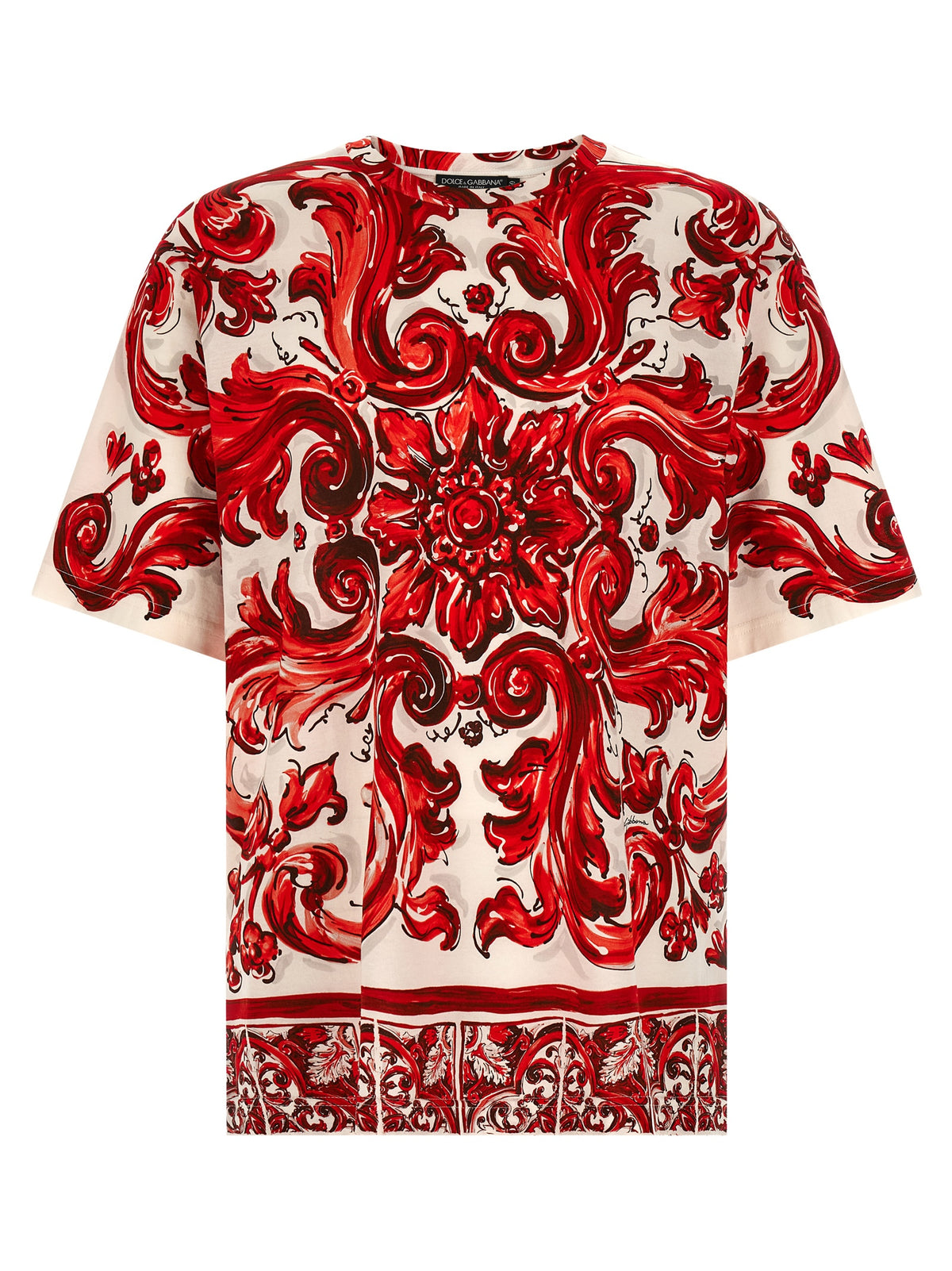 Dolce & Gabbana Multicolor Cotton T-Shirt - Maiolica Print