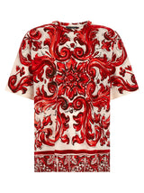Dolce & Gabbana Multicolor Cotton T-Shirt - Maiolica Print