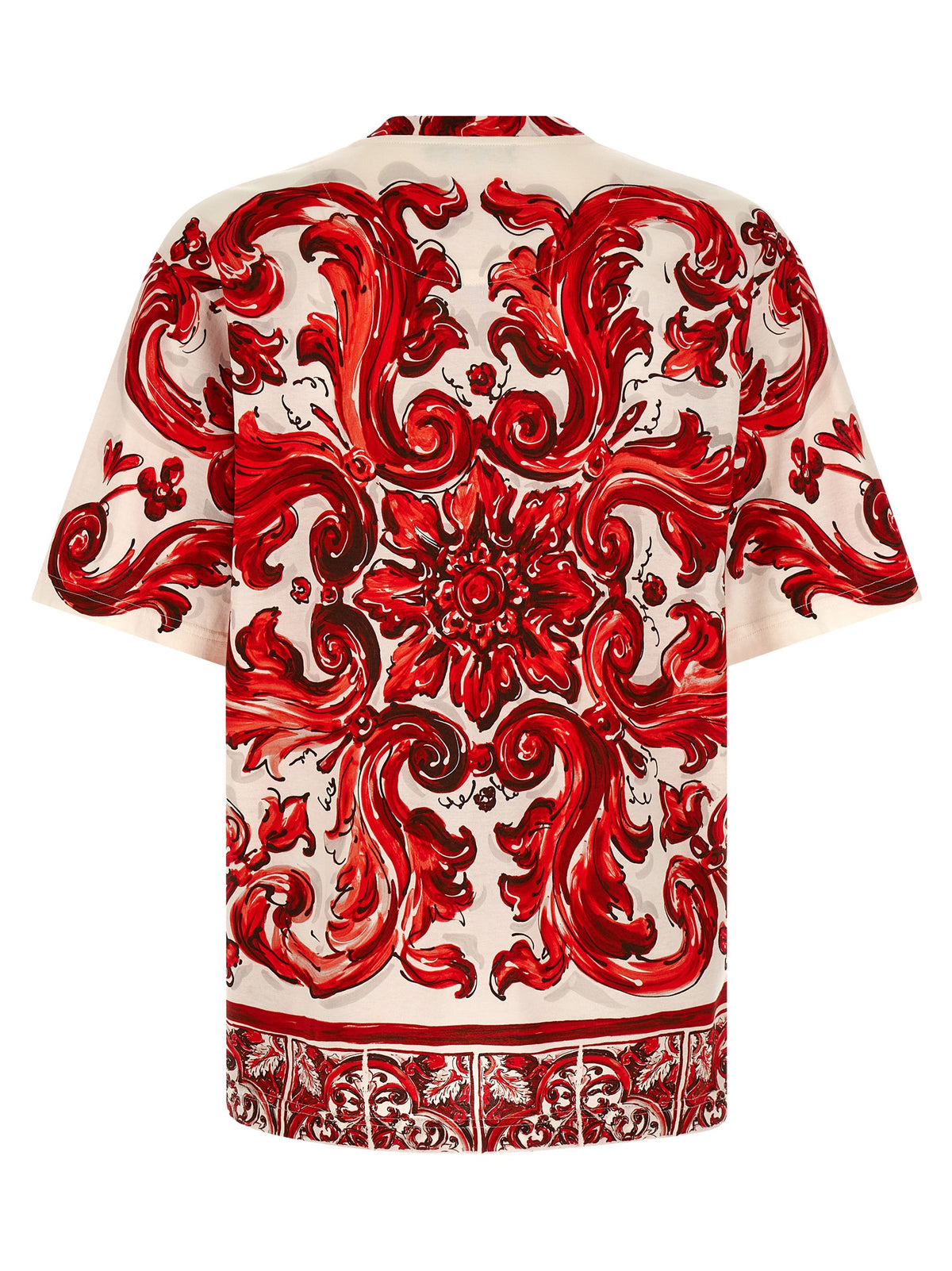 Dolce & Gabbana Multicolor Cotton T-Shirt - Maiolica Print