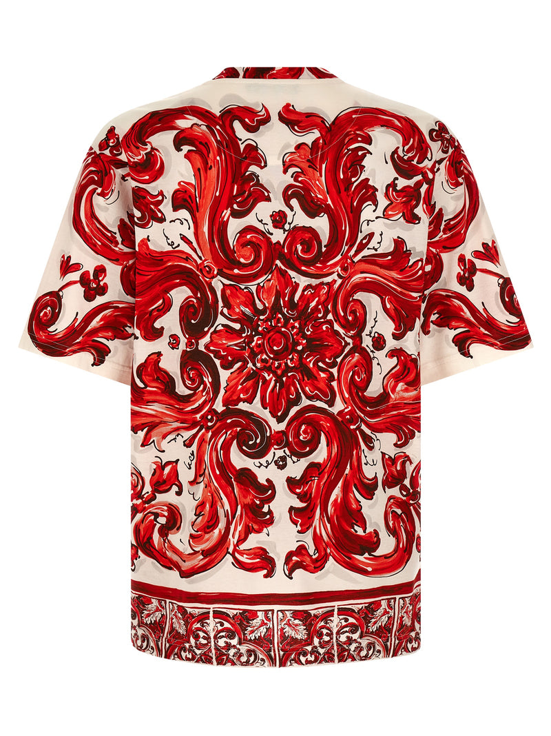 Dolce & Gabbana Multicolor Cotton T-Shirt - Maiolica Print