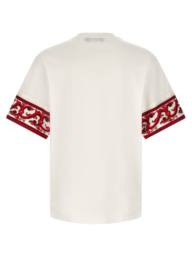 Dolce & Gabbana Multicolor Cotton T-Shirt with Maiolica Print