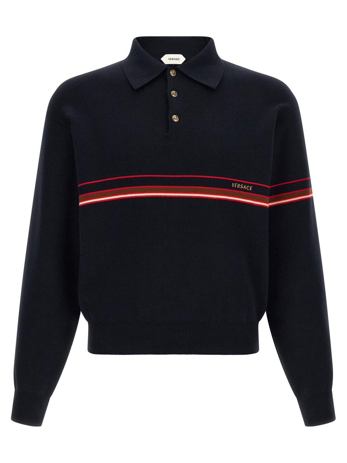 Versace Blue Cotton Polo Shirt