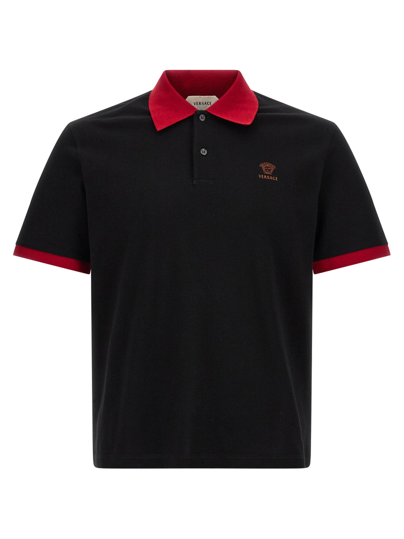 Versace Black Cotton Polo Shirt - Iconic Style and Comfort