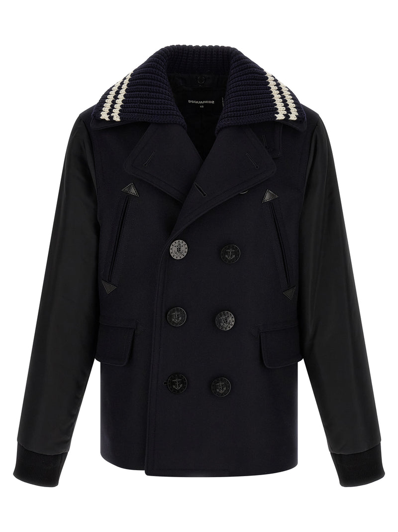 Manteau en laine bleu Dsquared²