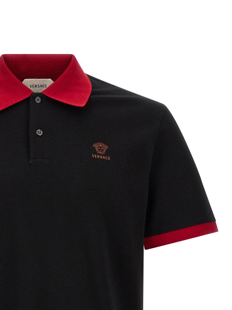Versace Black Cotton Polo Shirt - Iconic Style and Comfort