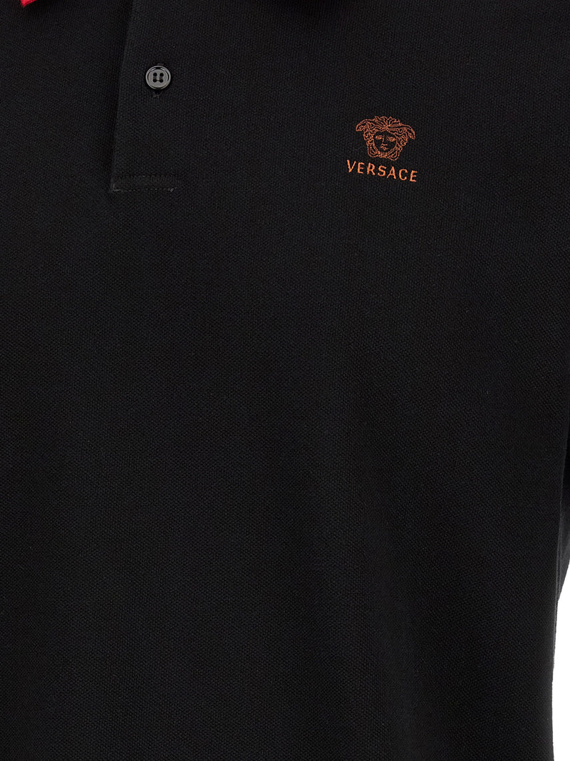 Versace Black Cotton Polo Shirt - Iconic Style and Comfort