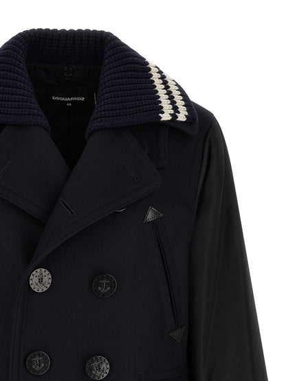 Dsquared² Blue Wool Coat
