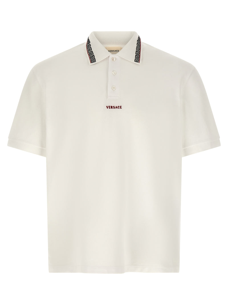 Polo Shirt en Coton Blanc Versace