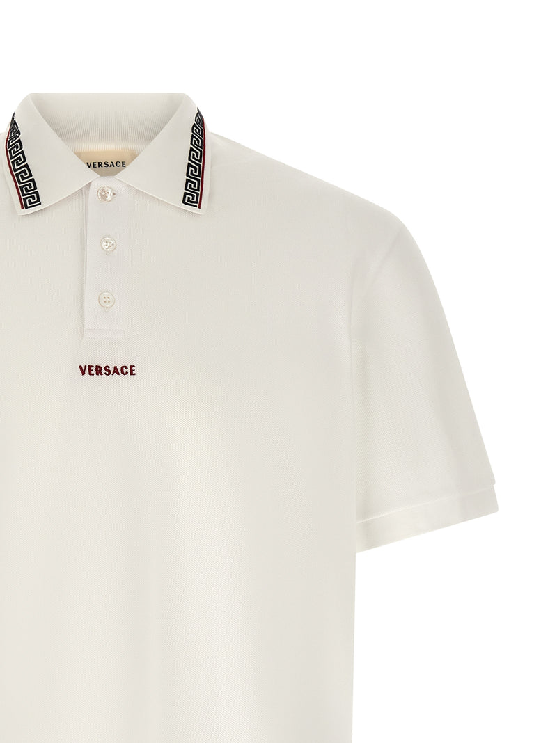 Polo Shirt en Coton Blanc Versace