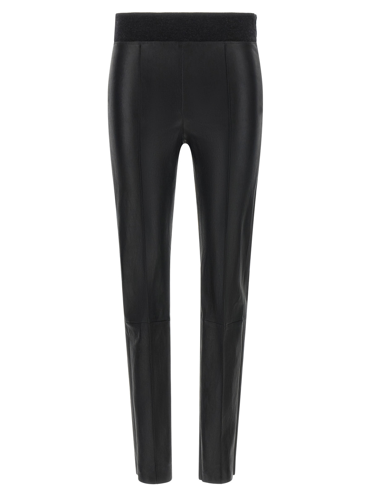 Brunello Cucinelli Legging en cuir d'agneau noir