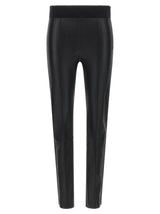 Brunello Cucinelli Legging en cuir d'agneau noir