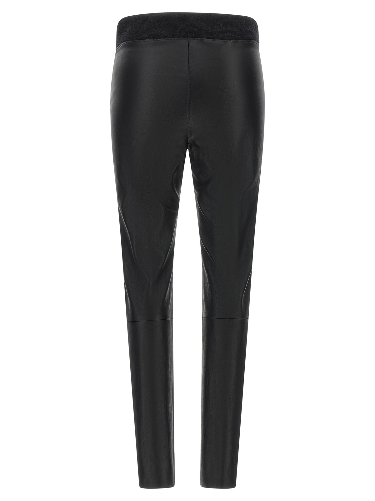 Brunello Cucinelli Legging en cuir d'agneau noir