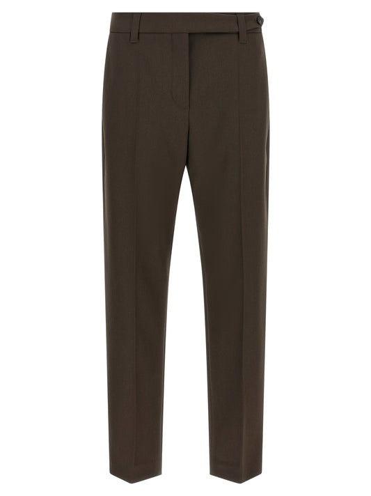 Pantalon habillé Brunello Cucinelli marron en laine vierge
