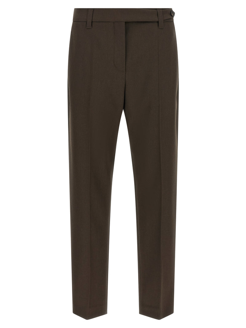 Pantalon habillé Brunello Cucinelli marron en laine vierge