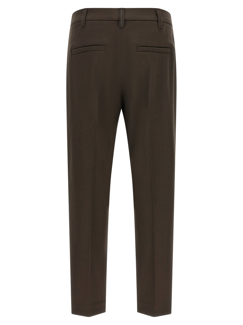 Pantalon habillé Brunello Cucinelli marron en laine vierge