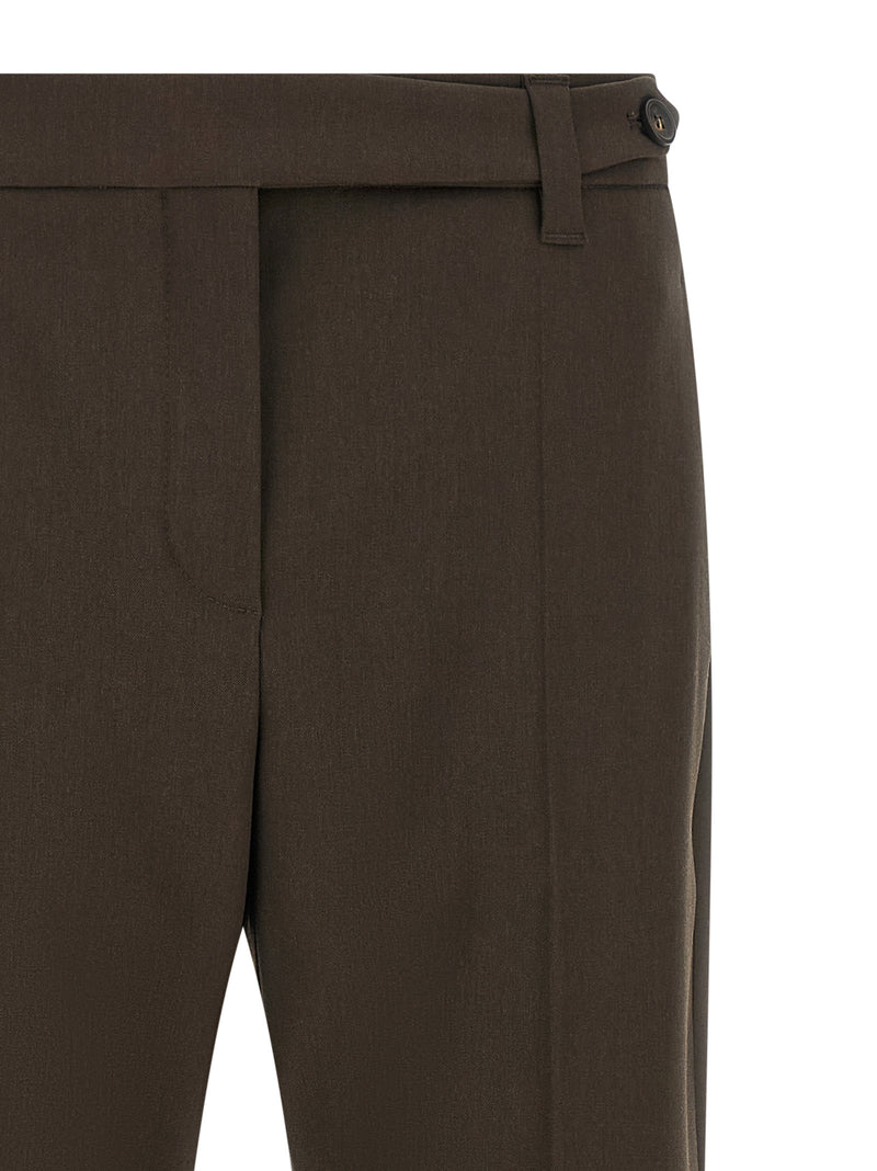 Pantalon habillé Brunello Cucinelli marron en laine vierge