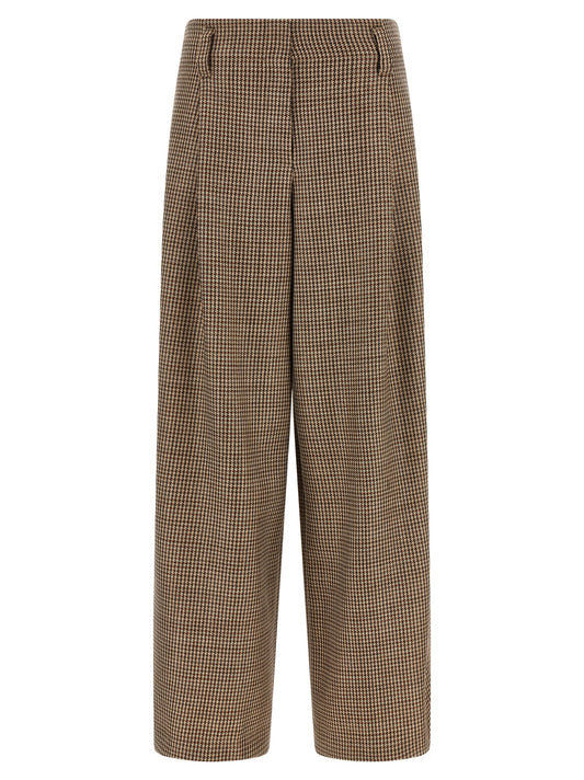 Pantalon évasé Brunello Cucinelli marron en laine vierge