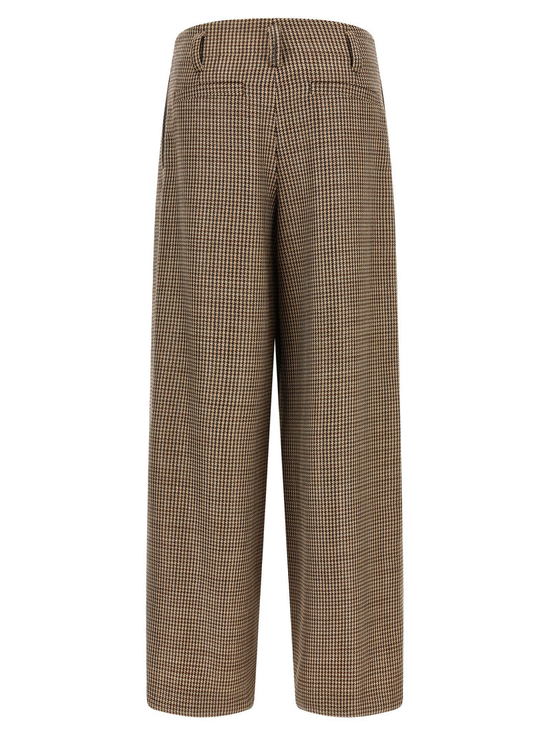 Pantalon évasé Brunello Cucinelli marron en laine vierge