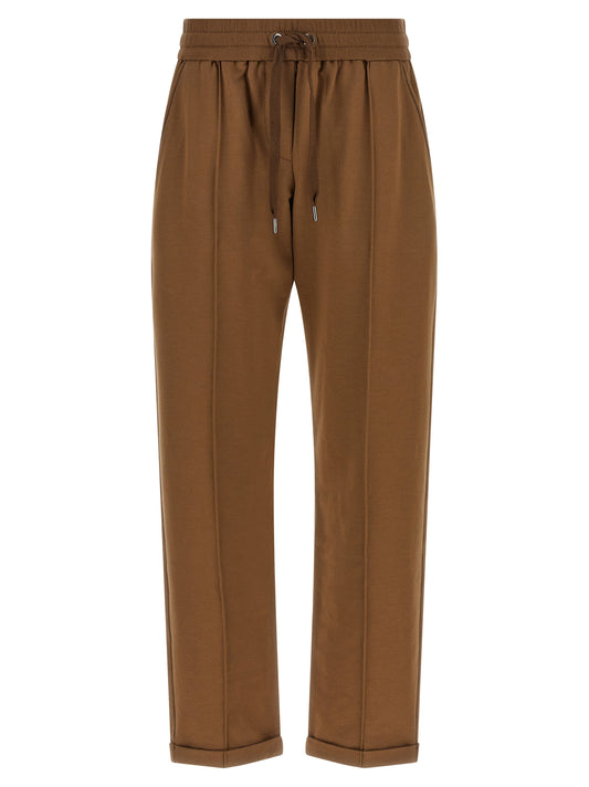 Brunello Cucinelli Joggers marron en coton (pantalon de sport)