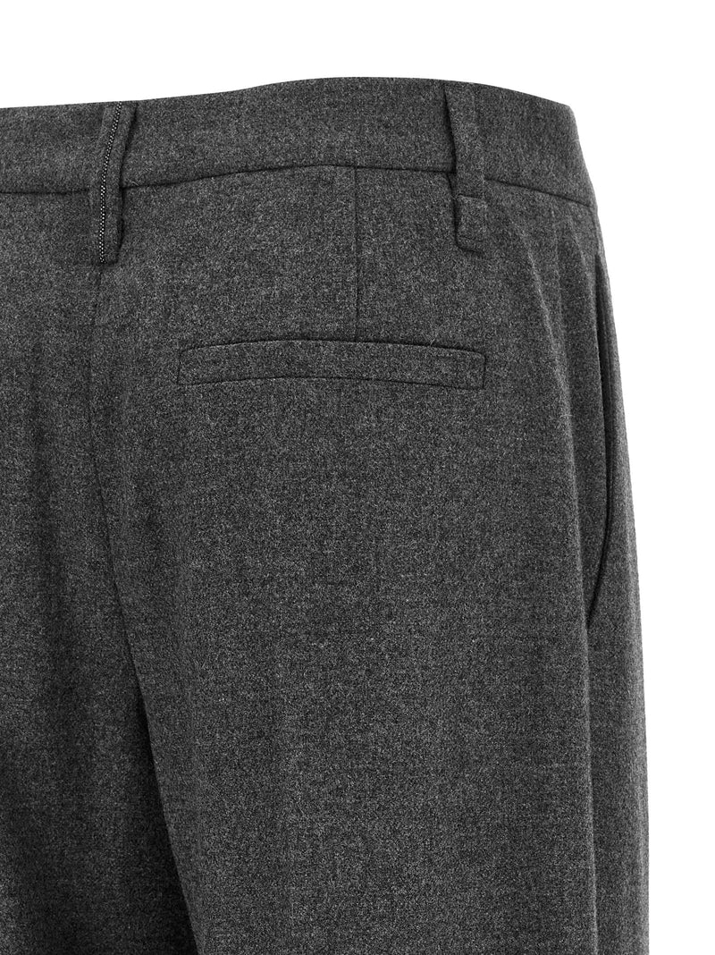 Brunello Cucinelli Pantalon décontracté gris en laine vierge