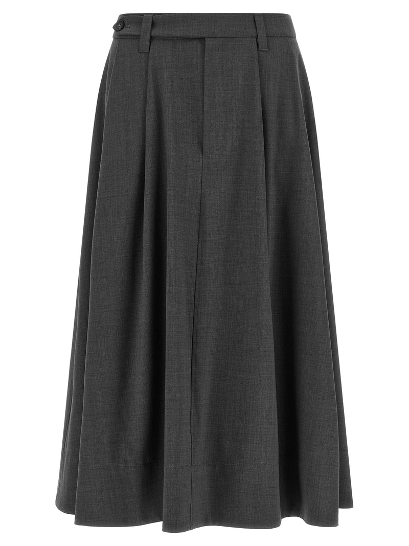Brunello Cucinelli Jupe midi en laine vierge grise