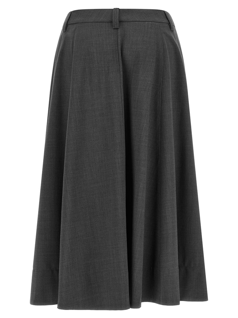 Brunello Cucinelli Jupe midi en laine vierge grise