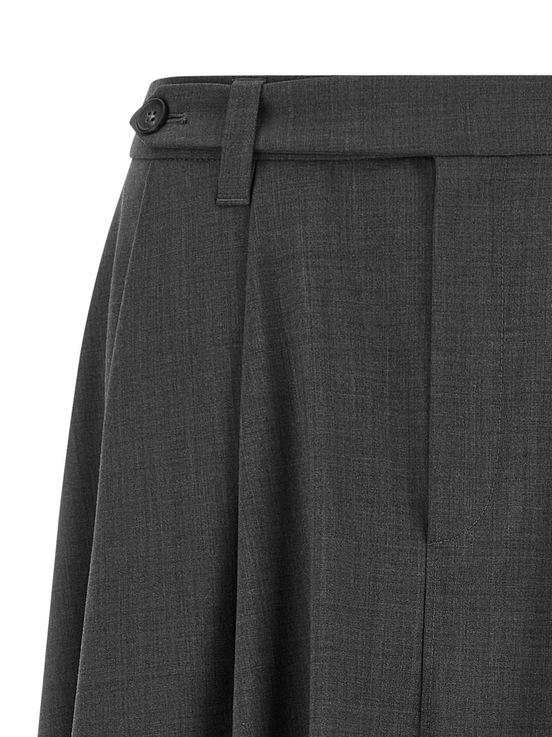 Brunello Cucinelli Jupe midi en laine vierge grise
