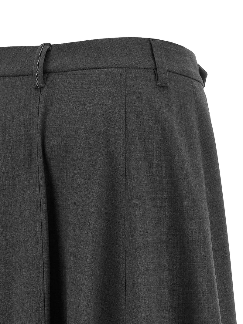 Brunello Cucinelli Jupe midi en laine vierge grise