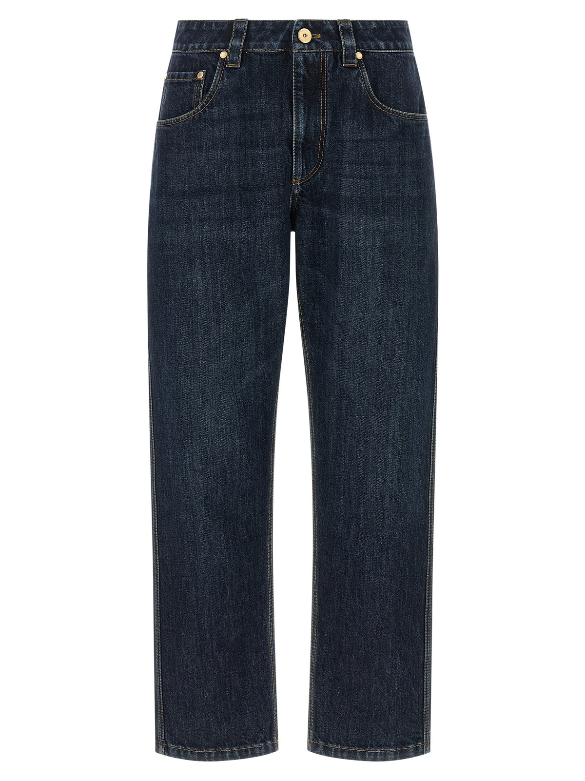 Jean droit en coton bleu Brunello Cucinelli
