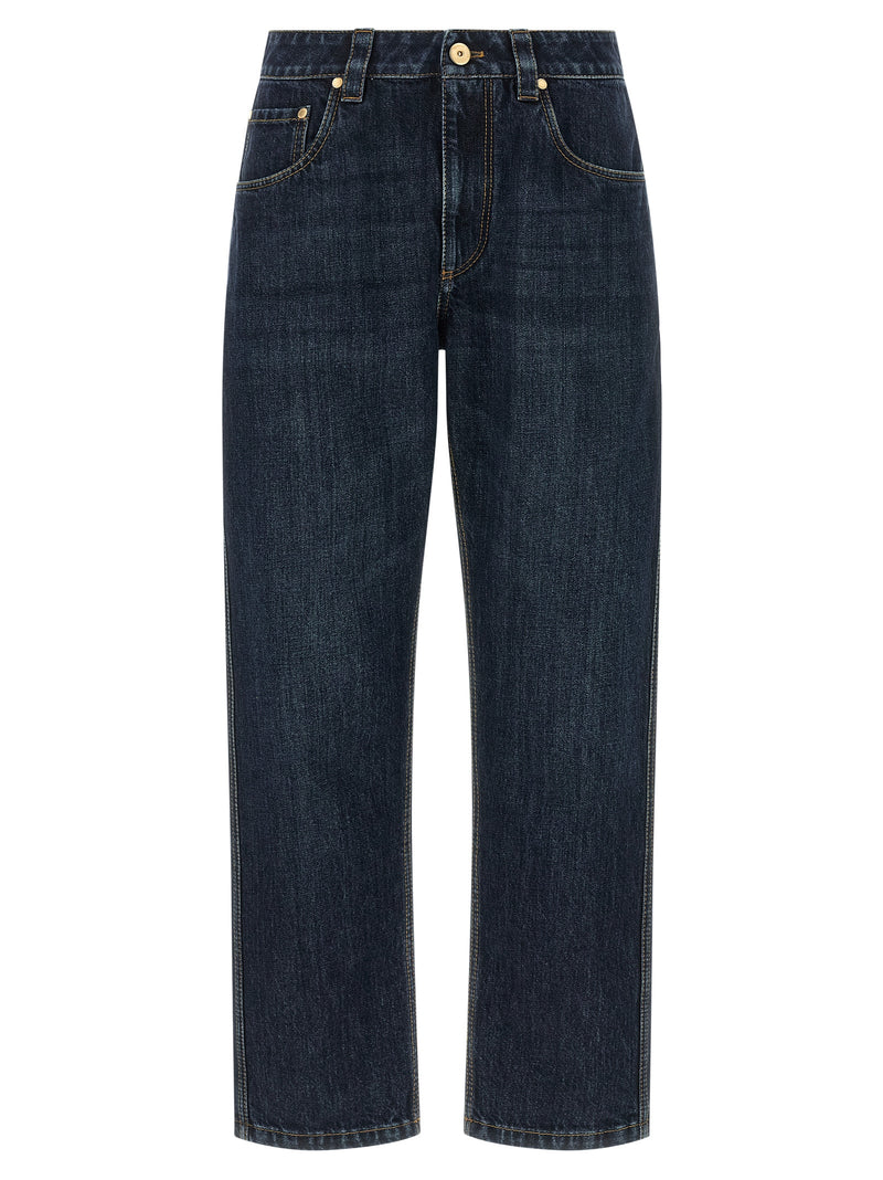 Jean droit en coton bleu Brunello Cucinelli