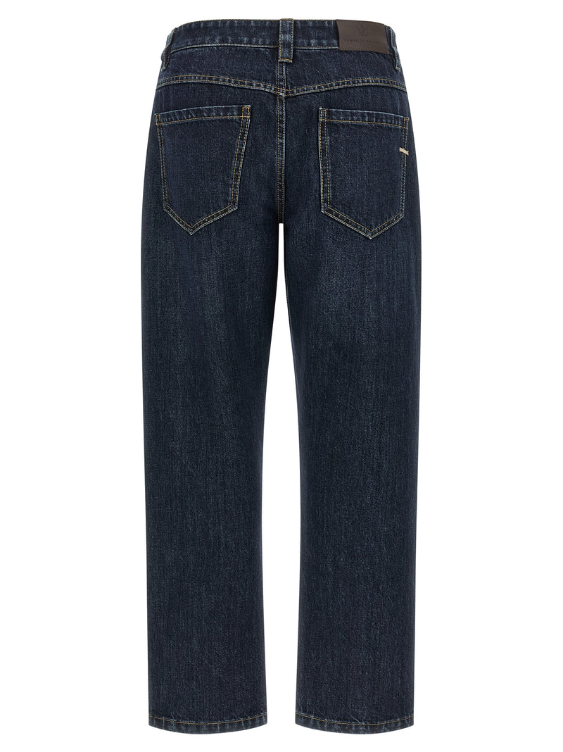 Jean droit en coton bleu Brunello Cucinelli