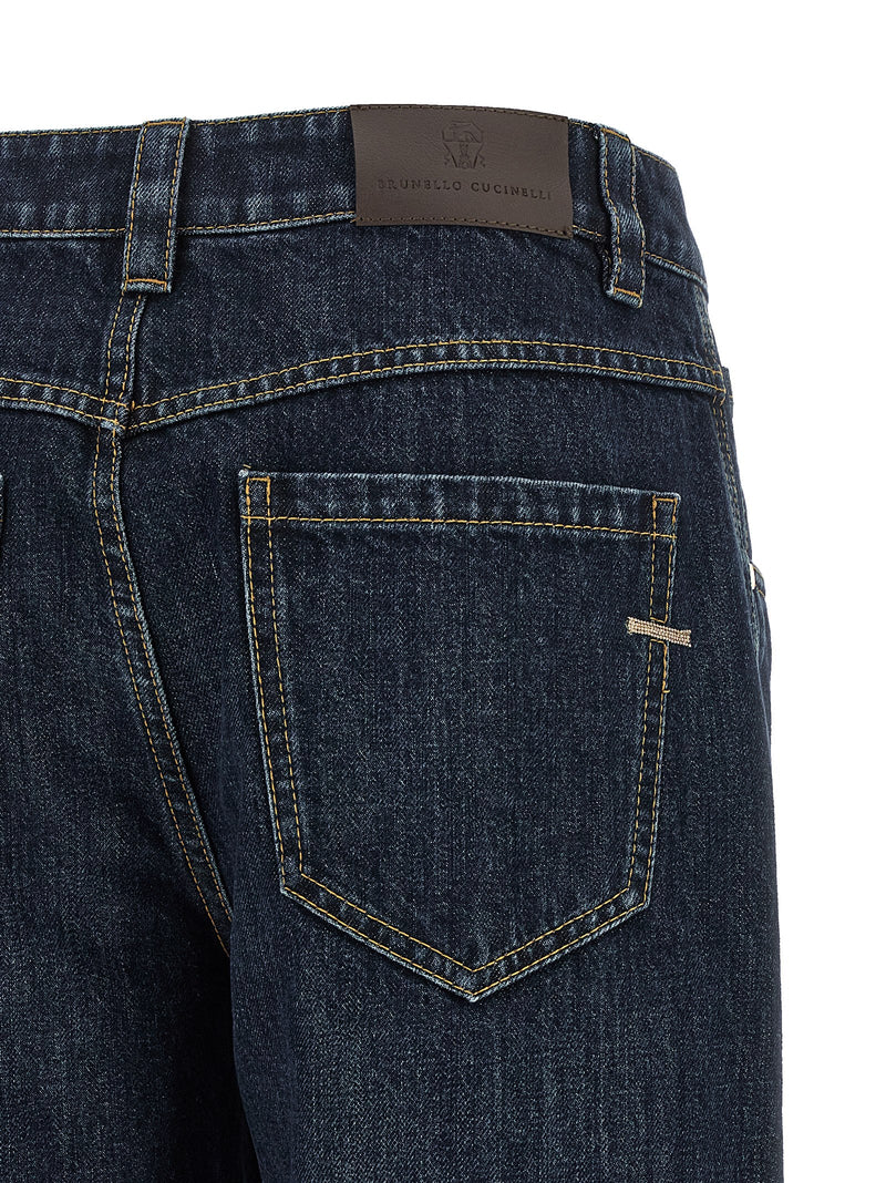 Jean droit en coton bleu Brunello Cucinelli