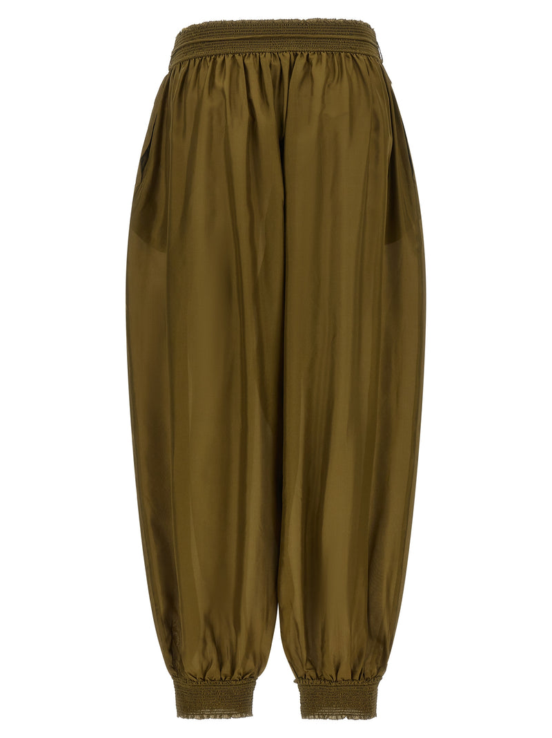 Zimmermann Mahon Bicolor Silk Casual Pants in Green