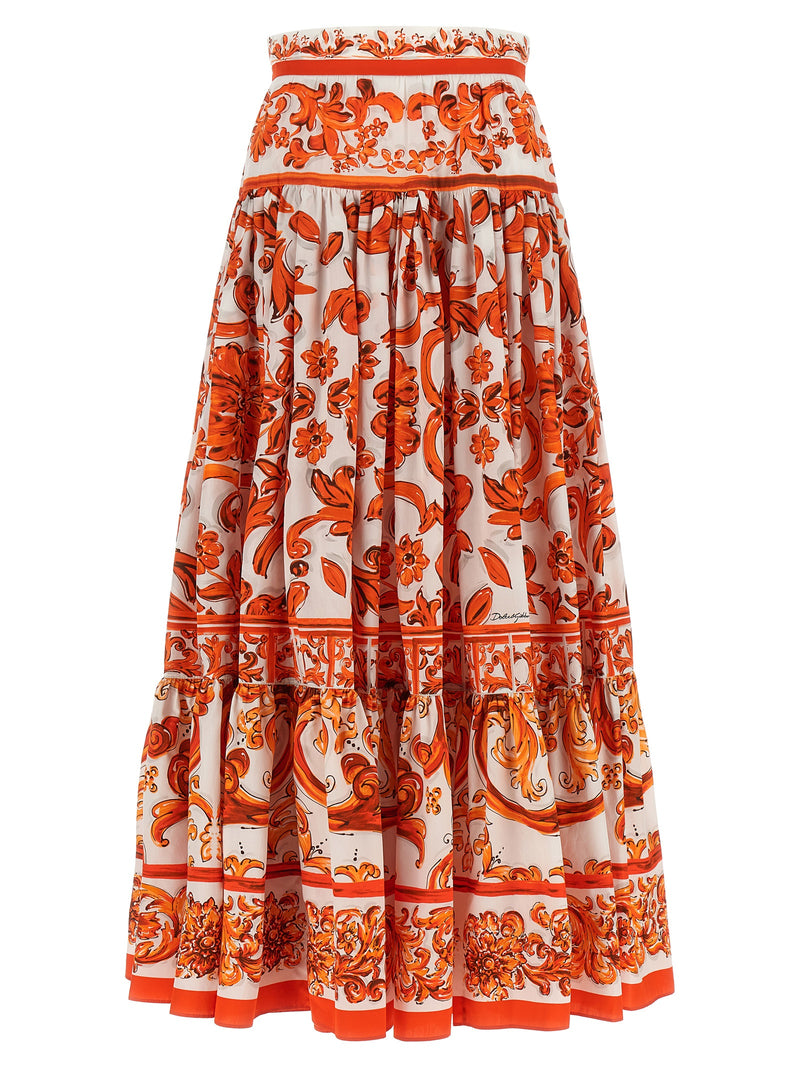Mini-jupe en coton orange Dolce & Gabbana