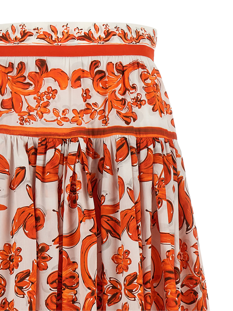 Mini-jupe en coton orange Dolce & Gabbana