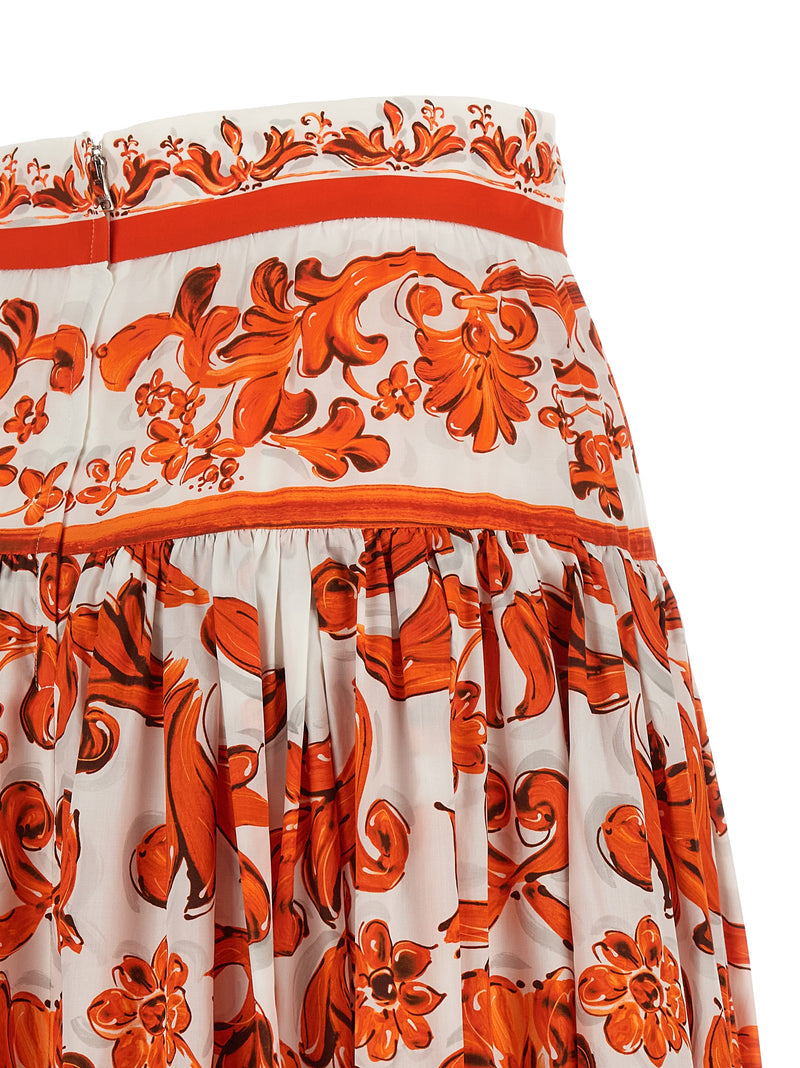 Mini-jupe en coton orange Dolce & Gabbana